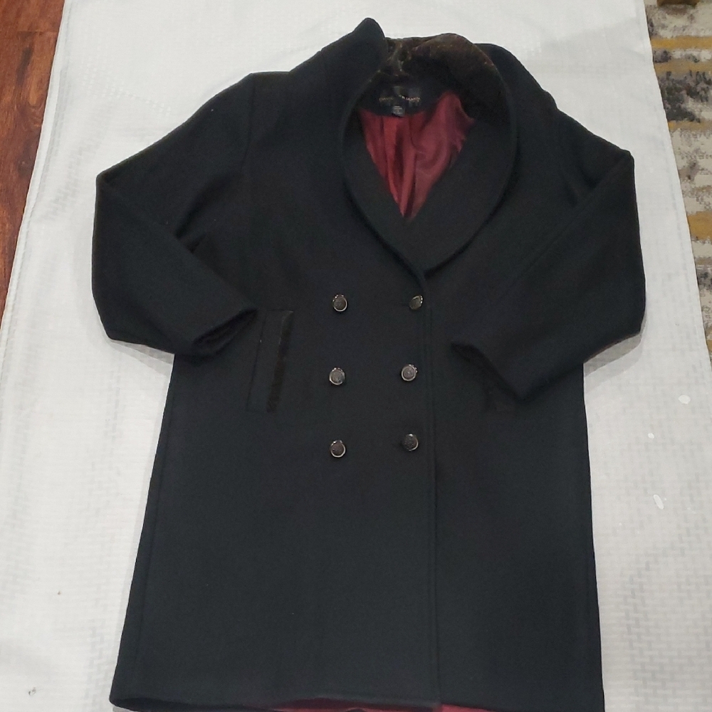 David Benjamin Elegant Black Vintage  Double-Breasted Pea Coat - Picture 13 of 17